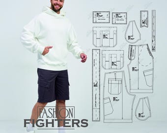 Men's Shorts Sewing Pattern | Fashion Fighters | Size S-5XL (PDF A4+A0)