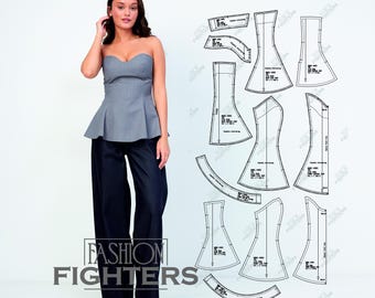 Fitted Corset Top Sewing Pattern | Fashion Fighters | EU Size 34-44 (PDF A4+A0)