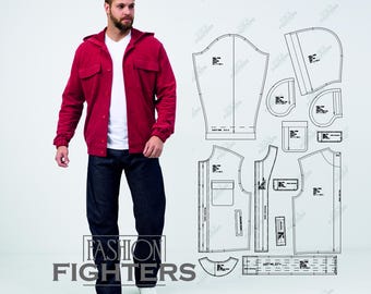 Men's French Terry Jacket Sewing Pattern | Fashion Pattern | Size S-5XL (PDF A4+A0)