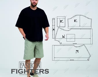 Men's Oversize T-Shirt Sewing Pattern | Fashion Fighters | Size S-5XL (PDF A4+A0)