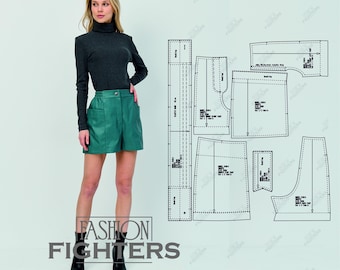 Women's Straight Shorts Sewing Pattern | EU 34-46 US 2-14 (PDF A4+A0)