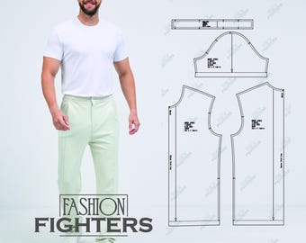 Men's  sports T-Shirt Sewing Pattern | Fashion Fighters | Size S-5XL (PDF A4+A0)