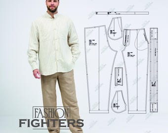 Men's Classic Fit Linen Trousers Sewing Pattern | Fashion Fighters |  Size S-5XL (PDF A4+A0)