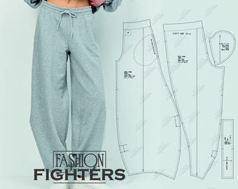 Pants PDF Patterns  «Fashion Fighters» --- Digital Sewing Patterns --- Size US 2-20 (EU 34-52)--Heigh 5&#39;7 ft (170cm) --- Model 1003 (A4+A0)