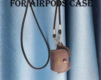 Personalised Leather Earphone Case with Lanyard, Custom Name AirPods Holder, Airpod Pro Cases Leather, Case Airpod 3