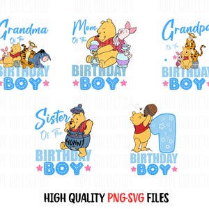Winnie The Pooh Birthday Boy PNG SVG Bundle, Pooh Birthday Sublimation Design, Blue Birthday, Winnie Pooh, Instant Digital Download