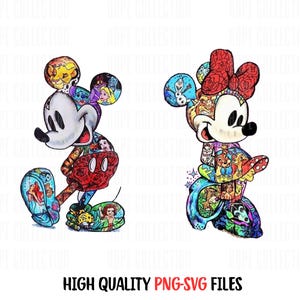 Mickey & Minnie Splash of color, Cartoon Characters PNG, Waterslide Sublimation, Mickey, Printable, Image Download, Family Trip Png Svg