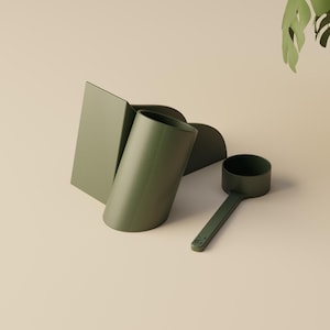 Löffel 製 3D ゲドラッカー コーヒー フィルター ホルダー – カフェ フィルター アウフベワールング & スコップ |モダンで環境に優しい |カフェリーバーバーのゲシェンク