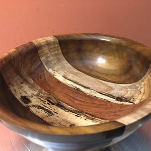 Striped wood bowl