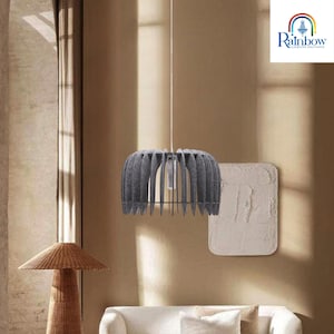 Cylindrical Shaped Grey Color Harder Felt Pendant Light Modern Natural Shade LED Ceiling Fixture  | Acoustic Pendant Light