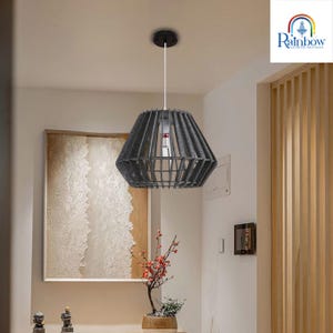 Lantern Shaped Japanese Style Grey Harder Felt Pendant Light Modern Natural Shade LED Ceiling Fixture | Acoustic Pendant Light