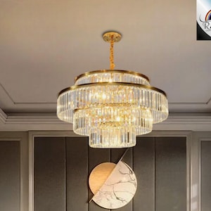 Luxury Glow: LED Crystal Pendant Chandelier for Exquisite Living Room Ceiling Lighting