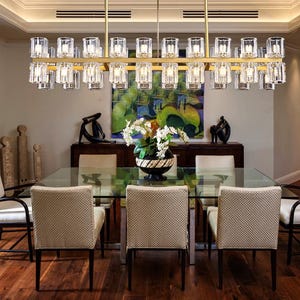 40-Light Modern Rectangular Crystal Chandelier