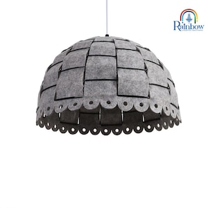 Grey Color Dome Shaped Felt Pendant Light Modern Nightshade LED Ceiling Fixture With  Cable and Socket | Acoustic Pendant Light