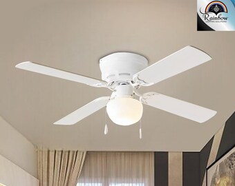 White 42" Indoor Ceiling Fan with LED Light, 4 Blades