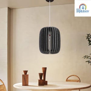 Grey Color Cylindrical Shaped Felt Pendant Light Modern Natural Shade LED Ceiling Fixture With Cable and Socket | Acoustic Pendant Light