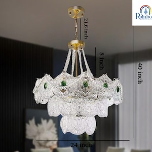 Retro Elegance: Crystal Pendant Ceiling Light Fixture