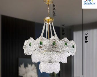 Retro Elegance: Crystal Pendant Ceiling Light Fixture