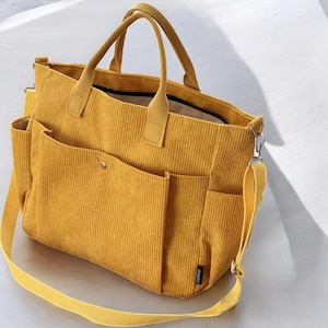 Cord Einkaufstasche Große Kapazität Geldbörse Gelb, Beige, Braun, Grün Crossbody Bag Leichte Schultertasche für Frauen, Geschenk für Frauen
