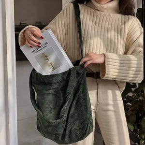 Bolso de mano de pana suave, ligero, tipo cartera, color negro, rosa, verde, marrón y gris, tipo bandolera para mujer, regalo para mujer