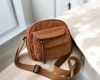 Corduroy Crossbody Bag: Small Casual Shoulder Bag