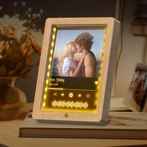 Personalized Photo Song Acrylic Plaque, Custom Acrylic Photo Frame, Unique Picture Frame with Night Lights, Perfect Gift for Her, Family