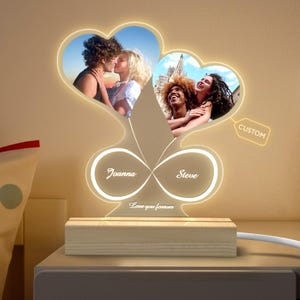 Custom Photo Frame with LED Light, Unique Acrylic Photo Plaque, Personalized Memorial Plaque Gift for Best Family, Friends, Girlfriend