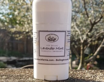 Lavender Mint 100% Natural PROBIOTIC Deodorant - Paraben and Aluminum Free