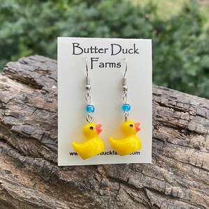 Huge Yellow Ducky Funky Earrings – Bath Toy Duck Charm Novelty Jewelry 5 thumbnail image