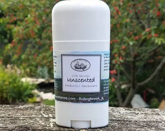 Unscented 100% Natural PROBIOTIC Deodorant - Paraben & Aluminum Free