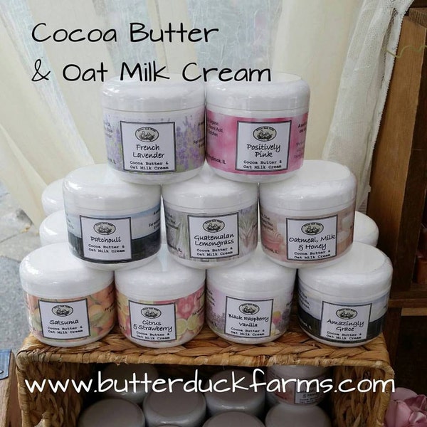 Cocoa Butter & Oat Milk Cream - 4 oz Gluten Free and Vegan