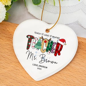 Custom Teacher Christmas Ornament, Thank You Gift For Teacher, Teacher Ornament Personalized, School Christmas Ornament, Back To School Gift
