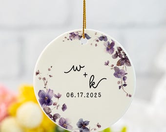 Ceramic Wedding Bauble Gift for The Newlyweds, Custom Mr & Mrs Wedding Keepsake, Christmas Engagement, Wedding Ornament Gifts, Engagement