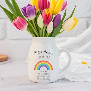 Custom Teacher Flower Ceramic Vase,Personalized Teacher Vase,Teacher Appreciation Gift,End of Term Gift,Thank You Gift,Teaching Assistant