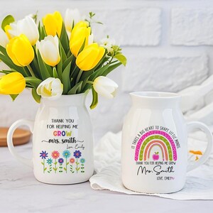 Custom Teachers Gifts,Floral Vase For Teacher,Teacher Appreciation Gifts,Gifts for Teacher,Thank You Teachers Gifts,Leaving School Gifts