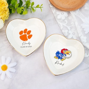 Custom University Logo Trinket Ring Dish,Class of 2025 College Graduation,Graduation Gift for Her,Personalized Graduation Jewelry Dish