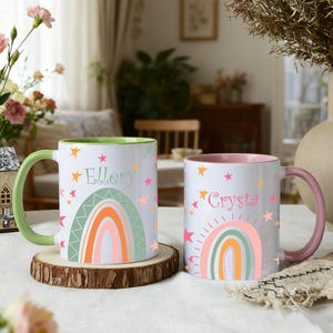 Personalisierte Mama Regenbogen-Tasse, Benutzerdefinierte Namenstasse, niedliche schicke Regenbogen-Tasse, Mama-Tasse, Regenbogen-Tasse, neue Muttergeschenke, Mama-Kaffeetasse, Weihnachtsgeschenke
