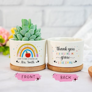 Maceta personalizada para maestros, regalos de agradecimiento, maceta con nombre, regalos de agradecimiento, regalos de fin de curso y de vuelta al cole.
