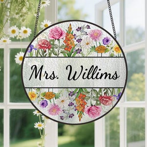 Custom Teacher Stained Glass Suncatcher,Teacher Appreciation Gift From Student,Back To School,Windown Hanging,Teacher Gift,Classroom Decor