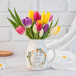 Personalized If … were flowers I&#39;d we&#39;d pick you Mum Nanna Grandma Wildflower Vase, Small Vase for Mom, Birthday Gift for Nanny, Vase Gift
