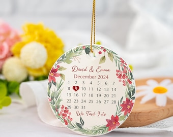 Personalized Married Calendar Ornaments, Wedding Gifts, Anniversary Gifts, Custom Couples Ornaments, Newlywed Gifts, Engaged Announcements