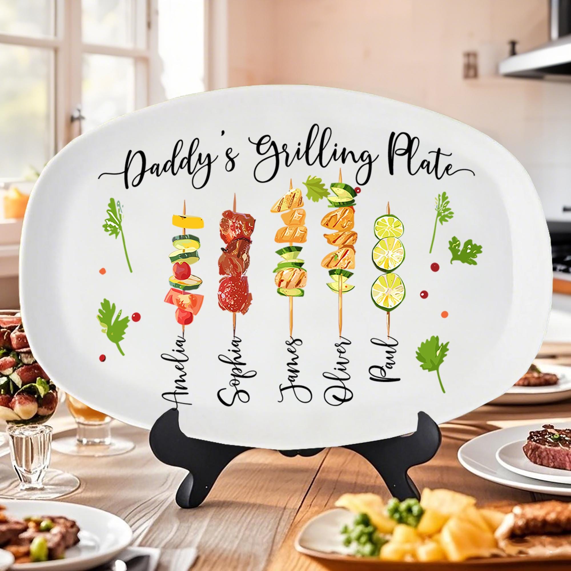 Discover Personalized Dad's Grilling Plate,Father's Day Gift for Dad From Kids,Custom Dad with Kids names Platter,BBQ Gifts,Grill Master,Grandpa Gift