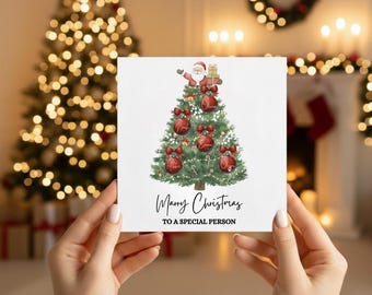 Personalized Family Christmas Tree Card – Custom Holiday Greeting Card with Names on Baubles | Printable Festive Card by Design Craftive
