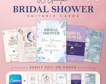 Floral Bridal Shower Invitation Bundle: Editable Wildflower Design (Digital Download)