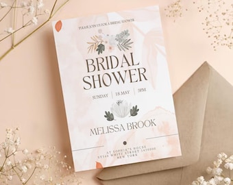 Autumn Floral Bridal Shower Invitation: Editable Template (Digital Download)