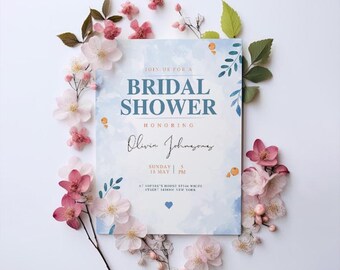 Winter Bridal Shower Invitation: Editable Floral Design (Digital Download)