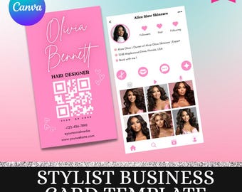 Photographer Instagram Business Card Template | Canva Business Card Design |  Beauty Artist Hair Nails Lashes | Printable Digital Business