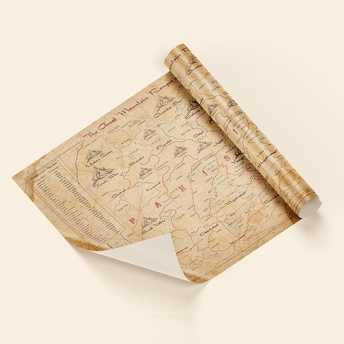 Northern pakistan map himalayan karakoram peaks antique 5 highest