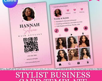 Instagram Business Card Template, Editable Canva Business Card, Beauty Artist, Lash, Hair, Nails, Boutique Business Card Design