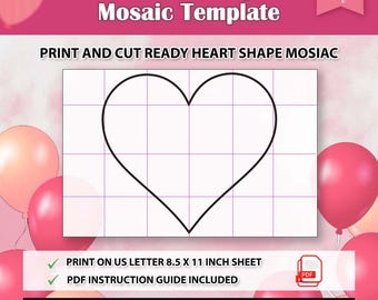 Heart Mosaic, Love Heart Mosaic, Mosaic Frame, Heart from Balloons, Mosaic From Balloons Template, Mosaic Templates, 1-6ft Tall Heart DIY